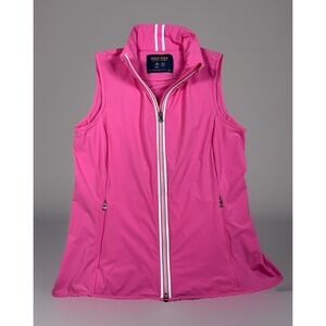 Ralph Lauren Polo Golf Vest Women M Pink Tech Terry Full Zip Water Repel Stretch